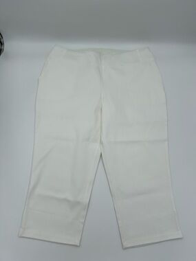 Women With Control Cropped White Ponte Knit Pants 1X